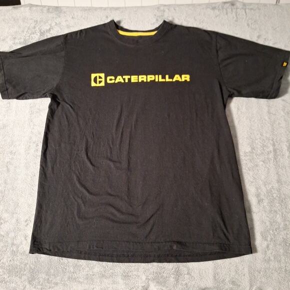Caterpillar Short Sleeved T-Shirt Black Cotton Size XL "Black Cat" - Picture 1 of 7